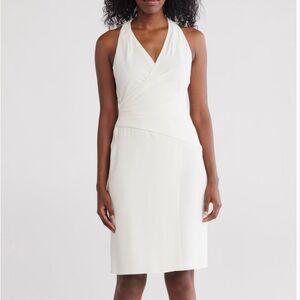 NWT Trina Turk, “Samantha” drape cocktail dress in Whitewash color Size 2